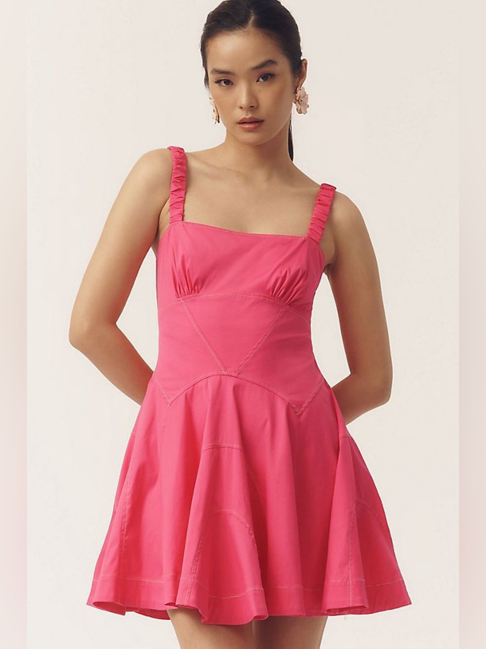 Anthropologie Plunge Drop Waist A-Line Mini Dress